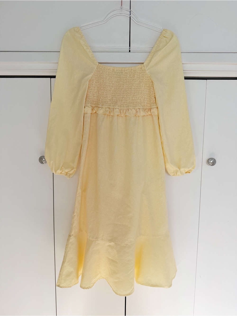 7 for all Mankind Smocked Long Sleeve Midi Dress